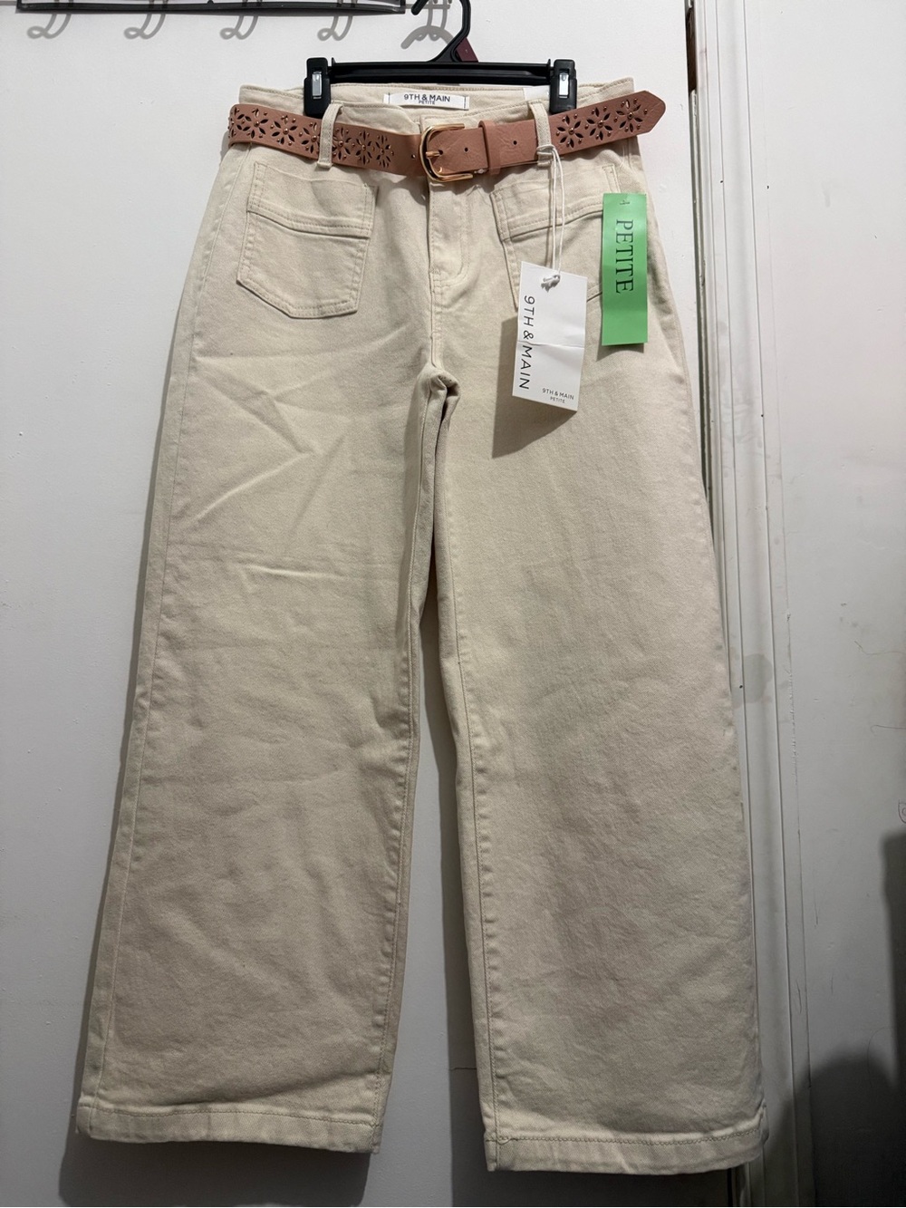 Wide Leg Petite Pants Cream 9TH & Main Size 8P NWT